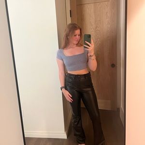 Blue houndstooth crop top